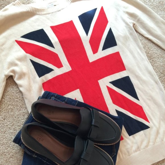 NWOT Forever 21 Union Jack Sweater - Picture 1 of 4